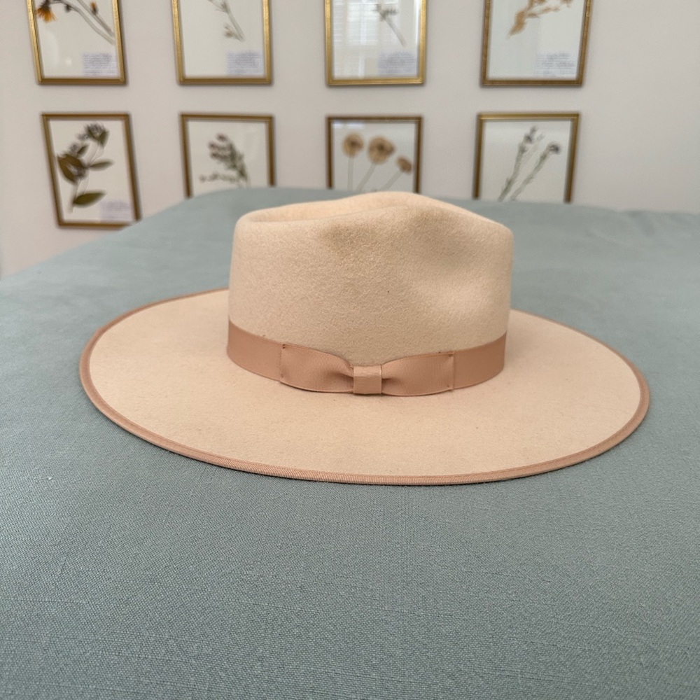 Lack of Color Neutral Hat with Ribbon Trim